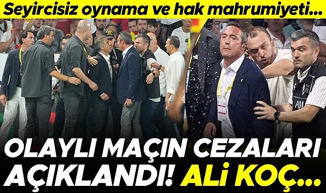 Son dakika: Göztepe - Fenerbahçe maçının PFDK kararları açıklandı! Göztepe, Fatih Özkan ve Ali Koç'a ceza...