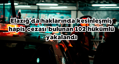 Elazığ'da haklarında kesinleşmiş hapis cezası bulunan 102 hükümlü yakalandı