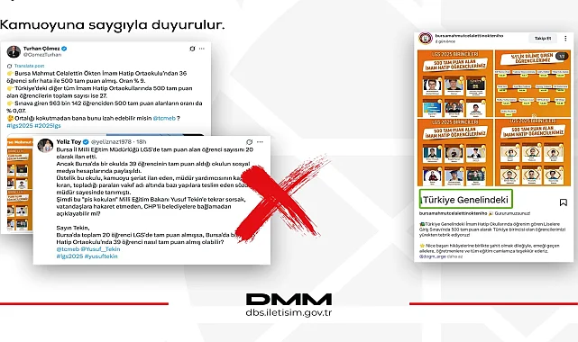 MEB’den Bursa’daki LGS iddialarına yalanlama!