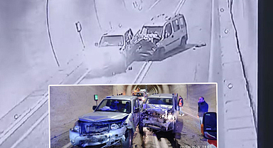 Artvin'de 7 kişinin yaralandığı tünel kazası kamerada
