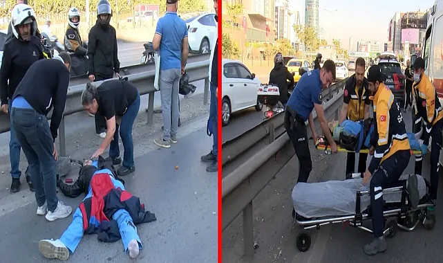 Ataşehir'de korkunç kaza! Motosiklet bariyerlere ok gibi saplandı: Sürücü yola savruldu