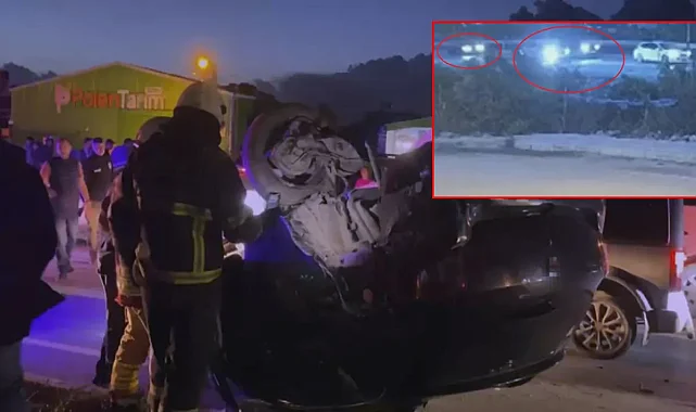 Hatay'da feci kaza! Otomobil ışıkta bekleyen 2 araca ok gibi saplandı: Kaza anı kamerada